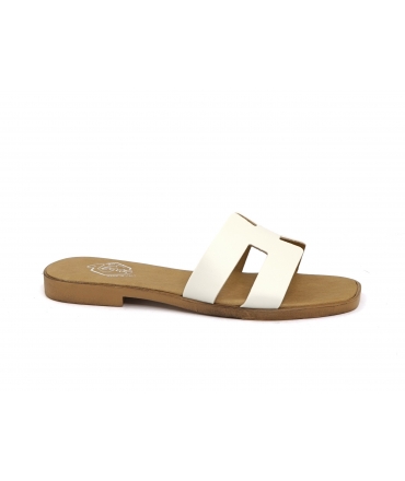 VSI CYPRUS Pantoufles végétaliennes blanches en maïs Made in Italy bout carré