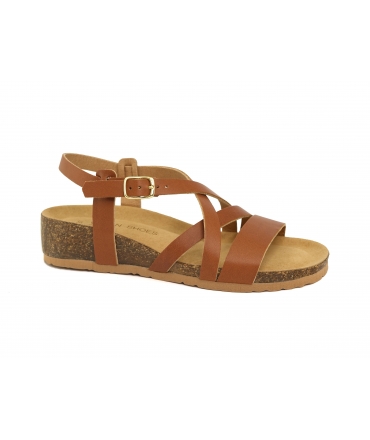 VSI GIA Vegane Damen-Sandalen, Apfelkreuzband, Keilpolster, Fussbettriemen, hergestellt in Italien