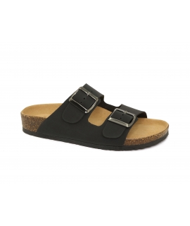 VSI COLORADO Pantuflas veganas negras doble banda plantar suave Made in Italy