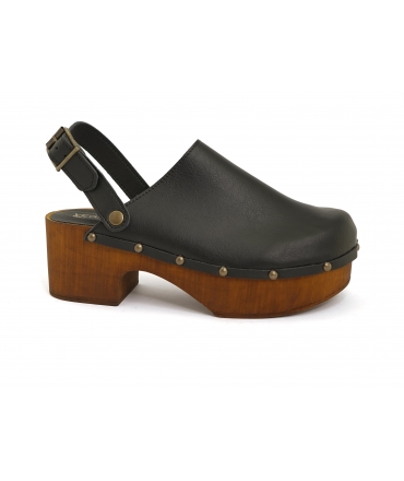VSI CANCUN Sabots Sabot Vegan Noir Sabots Talon Strap Bout Fermé Chaussures Vegan Made in Italy