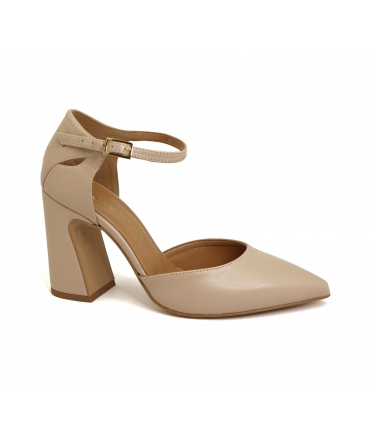 VSI NAVA Nude vegane Pumps mit spitzer Zehenpartie und breitem Absatz, hergestellt in Italien