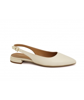 VSI MABI flache Hochzeitsschuhe, vegan, elfenbeinfarben, Slingback, spitze Zehenpartie, Zeremonie, hergestellt in Italien