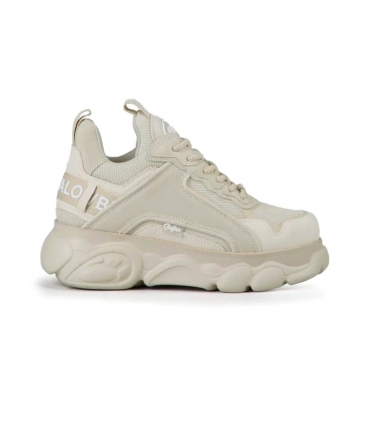 BUFFALO Vegan CLD CHAI Cremefarbene Chunky-Sneaker mit Keilschnürsenkeln