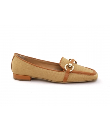 Mocassins vegan VSI OFELIA bicolores Pince tressée en raphia pour femme Fabriqué en Italie