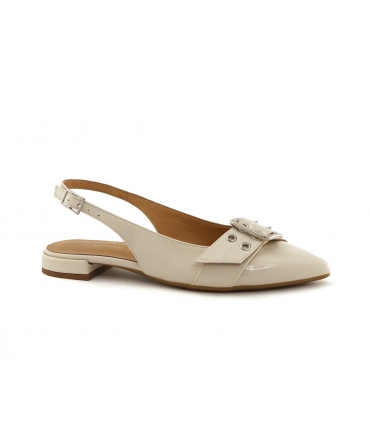 Chaussures basses VSI MENDY vernis vegan ivoire slingback bout pointu Fabriquées en Italie