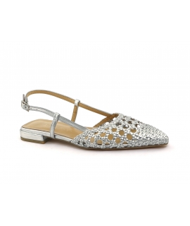 VSI EFIS slingback vegan intrecciate ballerine estive argentate Made in Italy