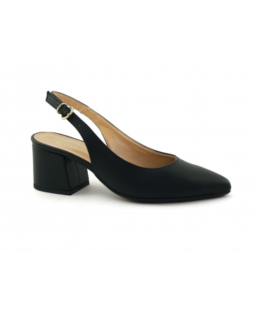 VSI BRIT Decollet slingback vegan maïs noir bout pointu talon bloc Fabriqué en Italie
