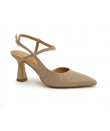 VSI SIVY Slingback vegan nude Zeremonie Absatz Spule Glitzer made in Italy