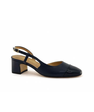 VSI BIBRI vegane blaue Pumps geschlossene Spitze Blockabsatz Made in Italy