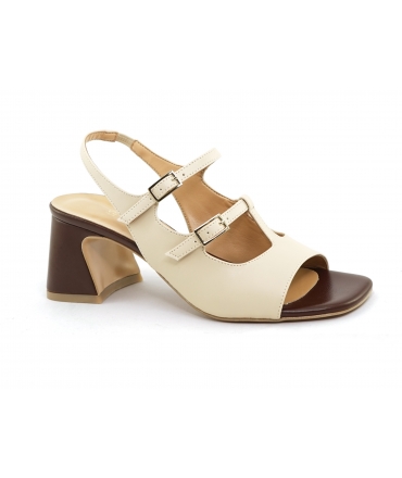 VSI MATI Vegan sligback sandals two-tone double strap block heel made in Italy