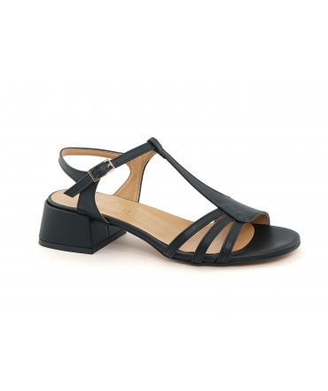 VSI ORY Schwarze vegane Sandalen mit Mais-Cut-Out-Blockabsatzriemen, hergestellt in Italien