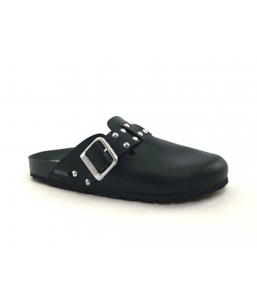 GRUNLAND vegan SARA ciabatte donna chiuse nere fibbia borchie