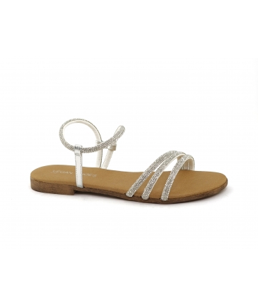 VSI ANTEA elegant low sandals vegan silver rhinestone strap Made in Italy eco