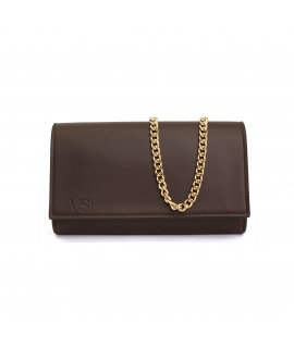 VSI CAMUCIA Vegane Portemonnaie-Clutch, dunkelbrauner Mais, abnehmbarer Schultergurt mit Knopf