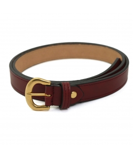 VSI DUDI Ceinture vegan rouge avec boucle dorée arrondie, fabriquée à la main Made in Italy