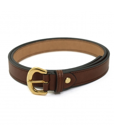 VSI DUDI Vegan belt dyed leather gold rounded buckle handmade Made in Italy