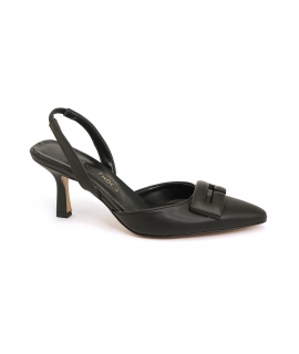 VSI NISSA Slingback végétalien noir maïs décolleté talon bobine orteil Fabriqué en Italie