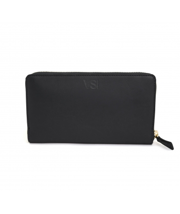 VSI LANDI portafoglio vegan nero fisarmonica portacarte chiusura zip made in Italy