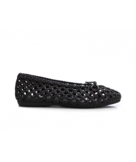 XTI ballerine estive vegan nere traforate fiocco intrecciate