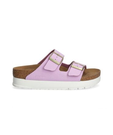 Pantuflas veganas para mujer PAPILLIO Arizona by Birk Pap Flex Platform con doble banda lila