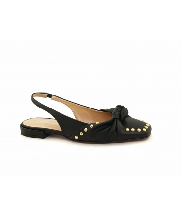 VSI ADENIA Ballerines slingback vegan noires clous à n?ud Fabriquées en Italie