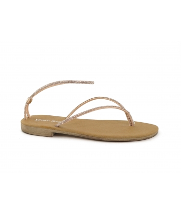 VSI TRISCIA Roségold Flip Flop Sandalen niedrig vegan Strass Schmuck Made in Italy