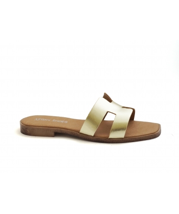 VSI CYPRUS Chaussons vegan en maïs doré à bout carré faits main Fabriqué en Italie
