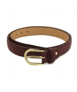 VSI SEFI Ceinture fine vegan pour femme en alcantara prune violet fabriquée à la main boucle dorée Fabriqué en Italie