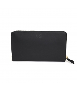 VSI LANDI black vegan wallet accordion card holder zip closure made in Italy