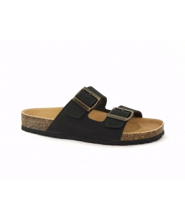 VSI EARTH Black vegan slippers with double anatomic footbed Made in Italy