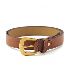 Ceinture vegan marron pomme VSI BIVA avec boucle ronde dorée Fabriquée en Italie