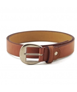VSI LUMI Apple brown vegan belt with rounded silver buckle