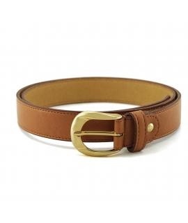 Ceinture vegan marron pomme VSI QUEN avec boucle dorée arrondie Fabriquée en Italie