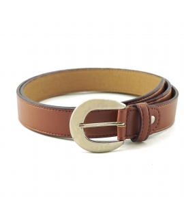 Ceinture végétalienne VSI TULUM marron pomme boucle ronde argentée fabriquée à la main en Italie