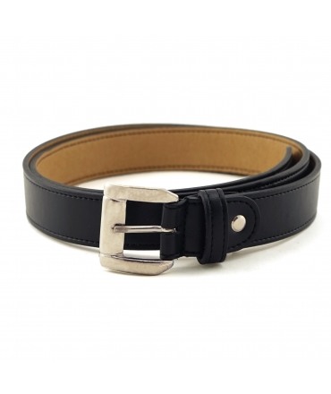 VSI AVERIS Vegan Belt Black Apple Square Silver Buckle Handcrafted in Italy