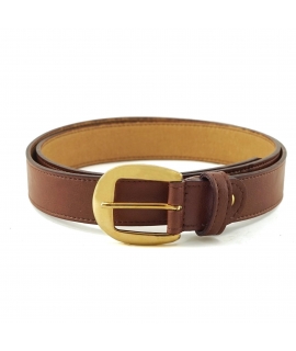 Ceinture vegan marron VSI SIBA avec boucle dorée arrondie Fabriquée en Italie