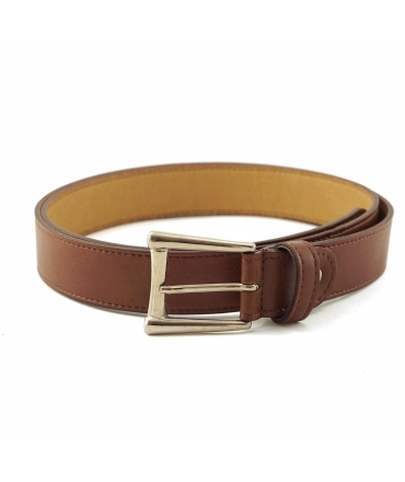 VSI VANYA Brown vegan belt with square silver buckle, handmade in Italy