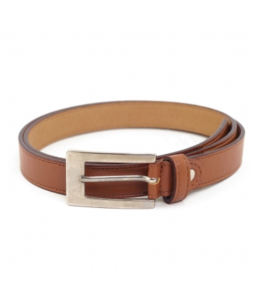Ceinture fine vegan VSI MIREA marron pomme boucle carrée