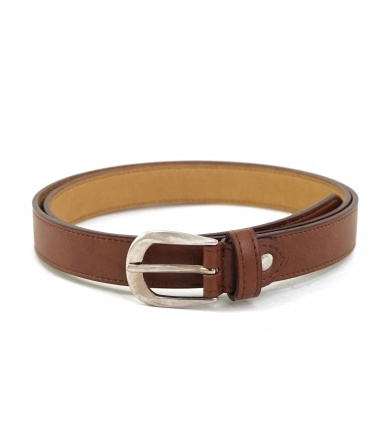 VSI NIRA Brown Vegan Belt with Rounded Silver Buckle Made in Italy