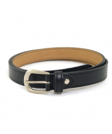 VSI NIRA Apple black vegan belt with rounded silver buckle