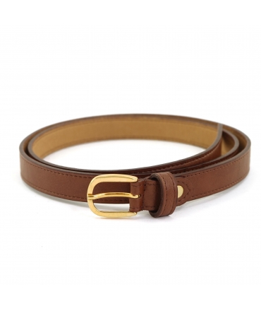 VSI ISILI Vegan Brown Belt with Gold Buckle, Handmade in Italy