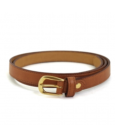 Ceinture végétalienne VSI LINE en forme de pomme marron avec boucle dorée, fabriquée en Italie