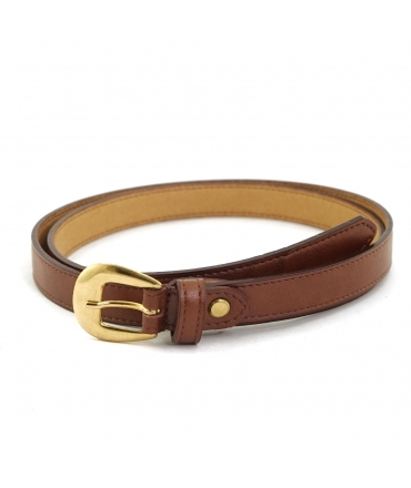VSI NOFI Thin Vegan Belt Brown Gold Buckle Made in Italy