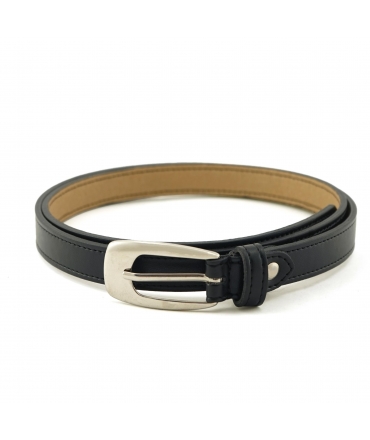 Ceinture végétalienne VSI ORIL, pomme noire, boucle argentée, fabriquée à la main en Italie