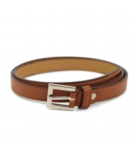 Ceinture fine vegan VSI OLI marron pomme boucle carrée argent Fabriquée en Italie
