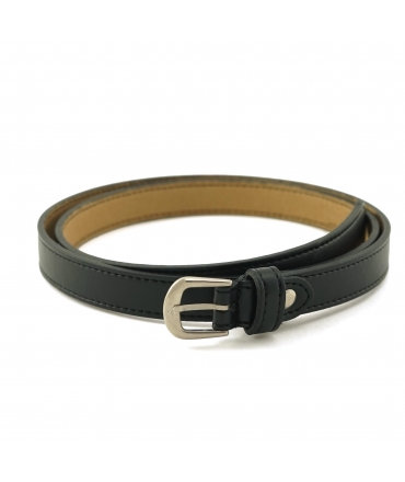Ceinture noire vegan en forme de pomme VSI EYLA avec boucle argentée, fabriquée en Italie