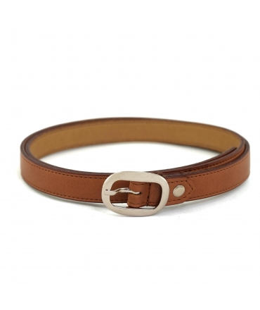 VSI RINDA Eco-friendly thin vegan belt, brown apple, round buckle