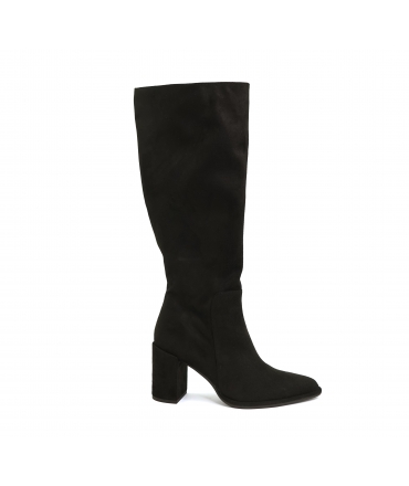 VSI NIA Ökologische schwarze vegane Stiefel für Damen mit breitem Absatz und veganen Zehenschuhen, hergestellt in Italien