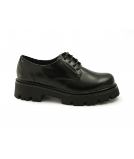 VSI TECLA Zapatos mujer negro vegano oxfords charol cordones suela gruesa
