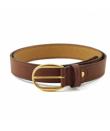 VSI ERI Vegan belt in leather with a thin rounded gold buckle, handmade in Italy